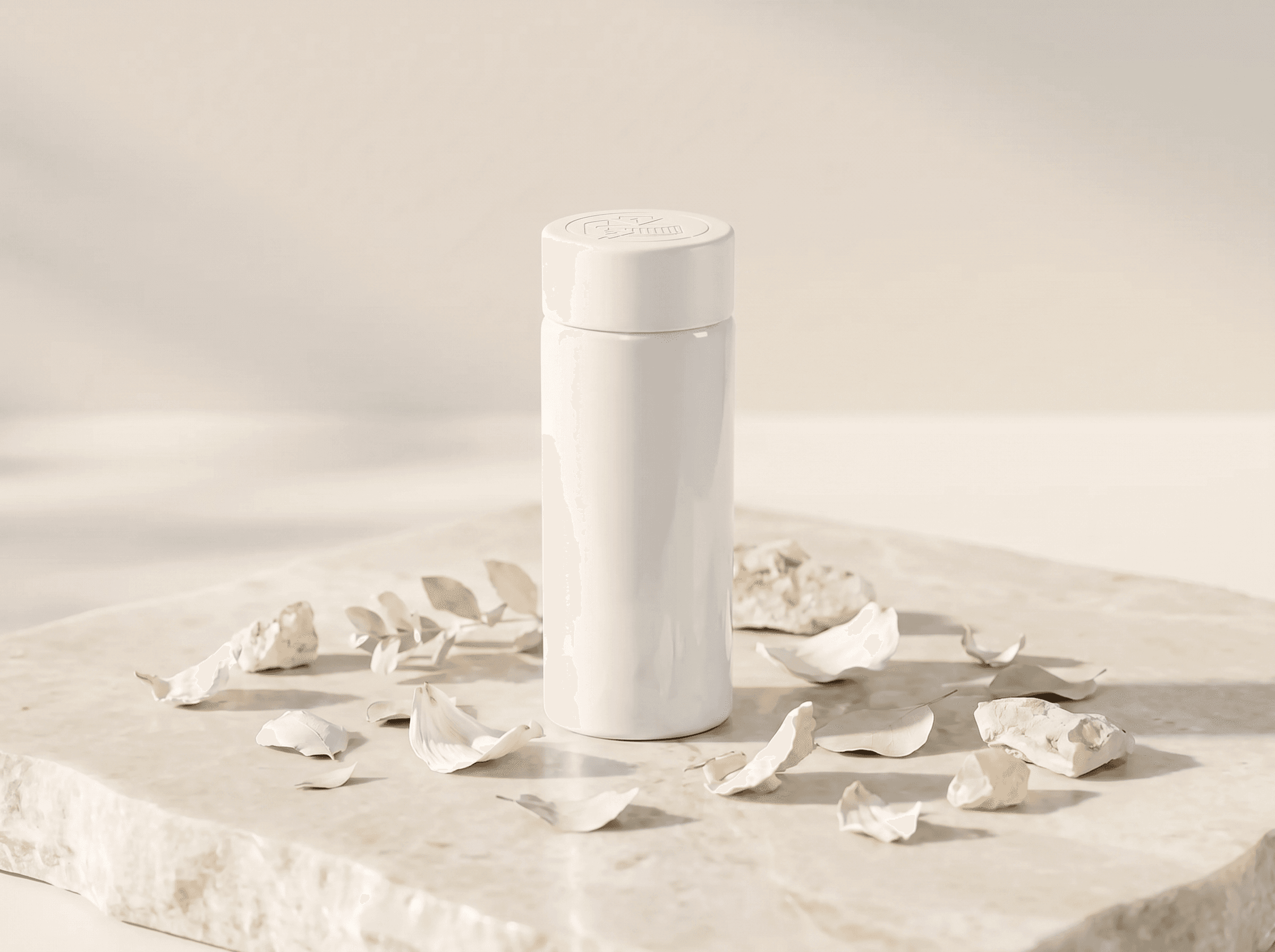White 32x100mm Tube, White CR + TE (foil heat induction seal) cap, White tube Front three-quarter hero white scenery product image