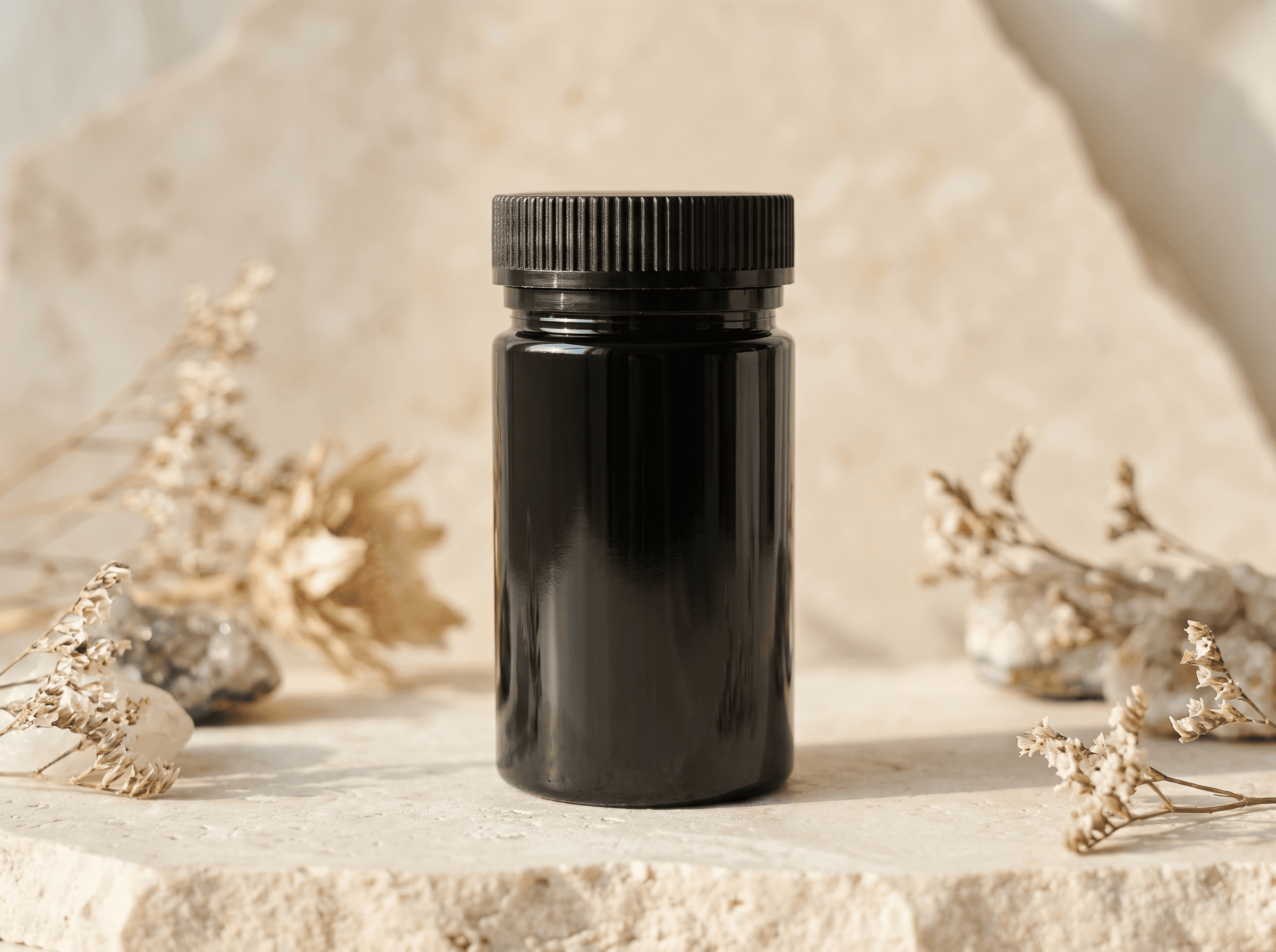 Black 60DR PET Jar Front three-quarter hero white scenery product image