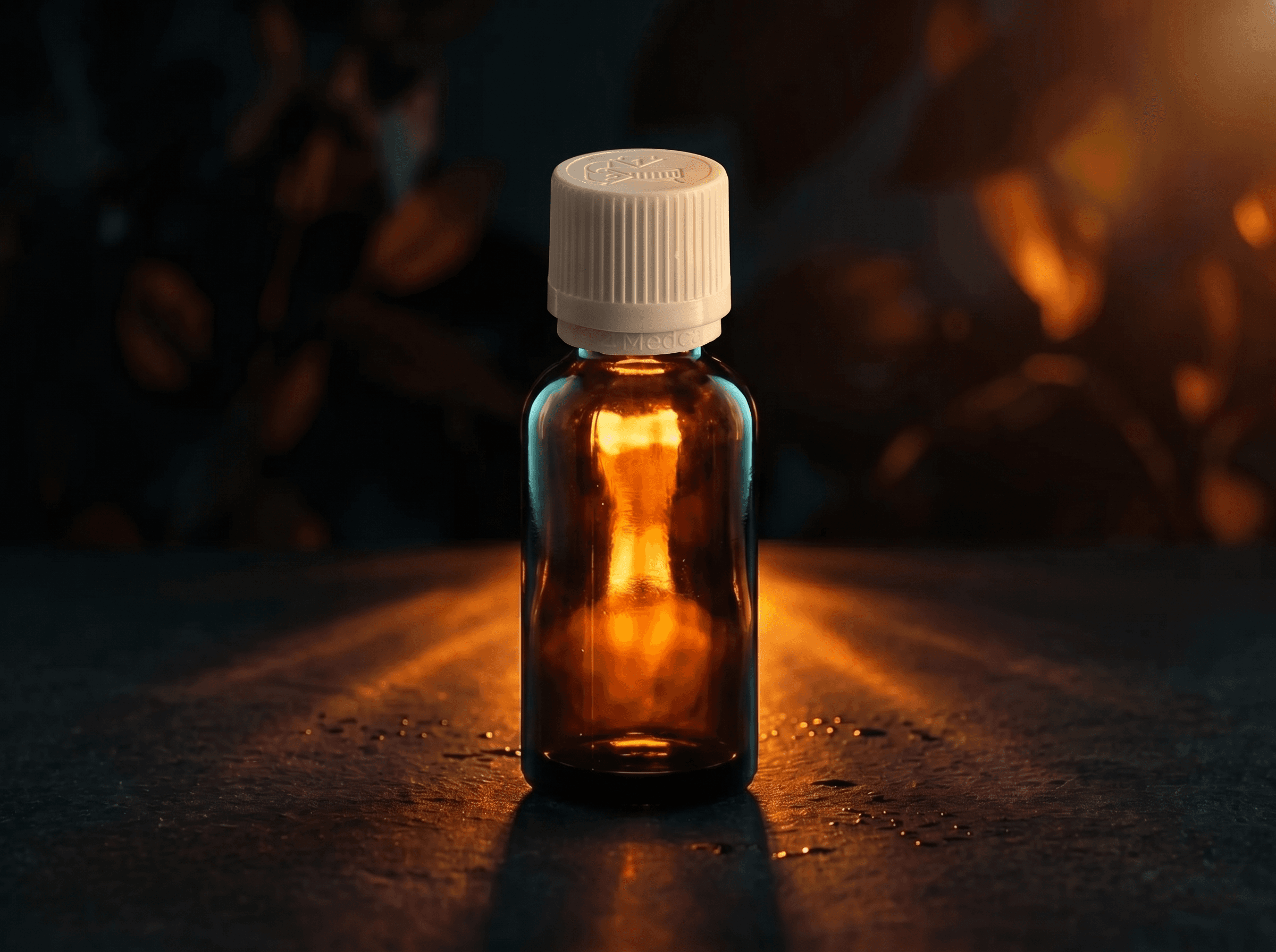 Amber 30ml Packer Bottle Front three-quarter hero dark scenery product image