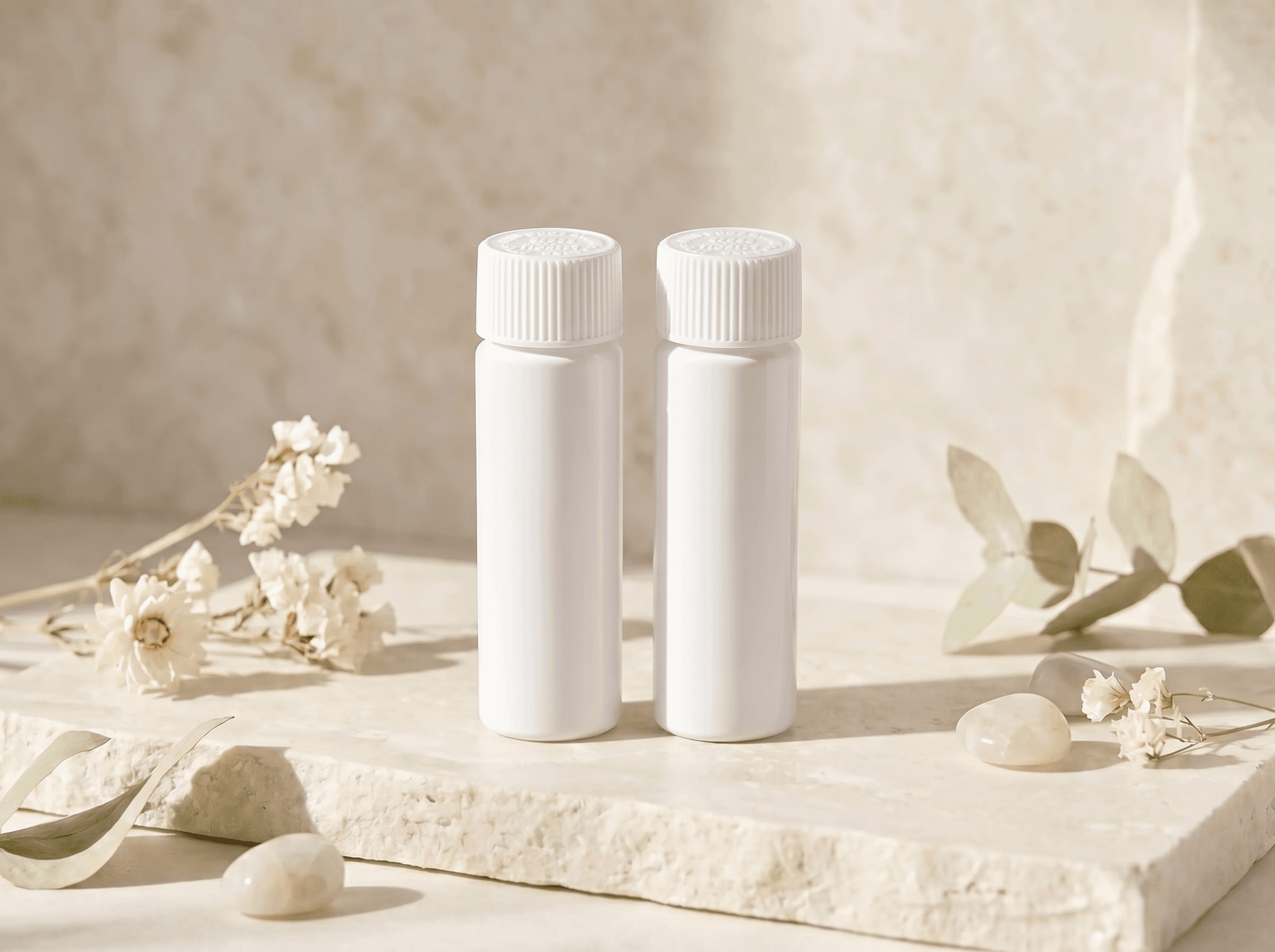 White 3.5" White plastic tube w/22mm CR cap Front three-quarter hero white scenery product image